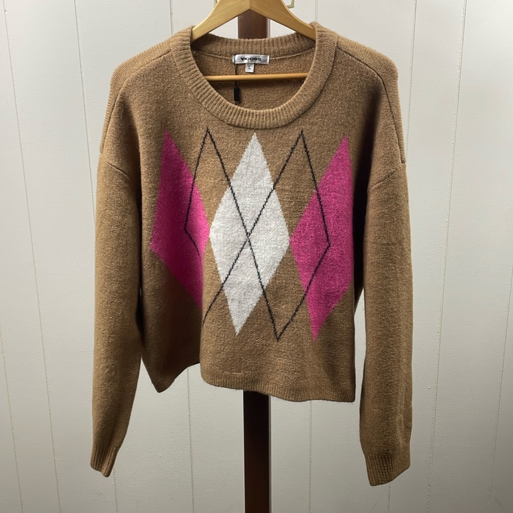Vigoss NWT Brown Argyle Sweater